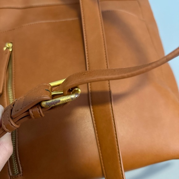 Fawn Design Brown Faux Leather Backpack Set with Gold Accents. - Picture 7 of 13